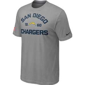   San Diego Chargers Heathered Grey Nike Arch T Shirt