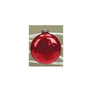  Pack of 6 Red Sequin Glittered Christmas Glass Ball 