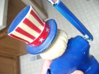 1976 vtg Uncle Sam whriligig hard plastic usa flag toy  