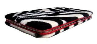 Zebra Fur Animal Design Clutch Case Wallet Red Trim  