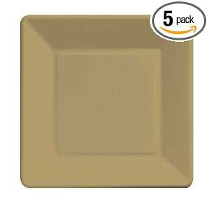 Creative Converting 9 1/4 Square Paper Dinner Plates, Glittering Gold 