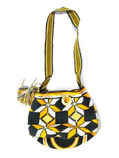 Wayuu Taya womens handmade grey/white/yellow woven cotton handbag $160 