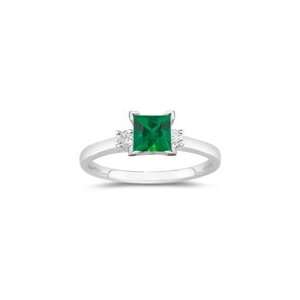   AAA Princess Emerald Classic Three Stone Ring in Platinum 3.5 Jewelry
