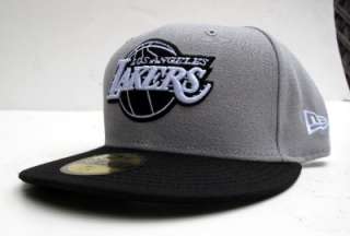 Los Angeles Lakers Grey Black All Sz Cap Hat by New Era  