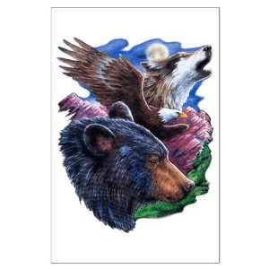  Large Poster Bear Bald Eagle and Wolf 