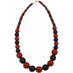    Black Garnet Ascending Wooden Bead Necklace