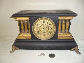 1896 Black & Gold Wm L Gilbert London Mantel Clock  