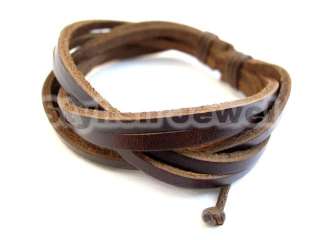   Braided Tribal Men Women Dark Brown Leather Bracelet   Select Style