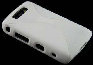 WHITE 2 PIECE RUBBER FEEL TWISTED HARD PLASTIC CASE FOR BLACKBERRY 
