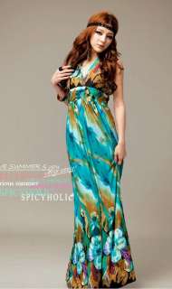   Womens Bohemia Halter Summer Long Beach Dress Maxi Skirt #0004  