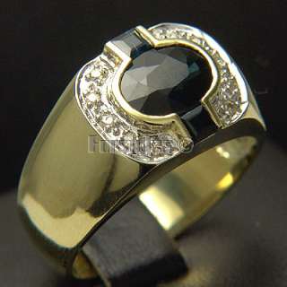 Citrine Diamonds 14K Solid YG Gold Mens Ring r00227  