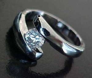 carat CZ Solitaire WHITE GOLD ep Bypass Ring Sz7  