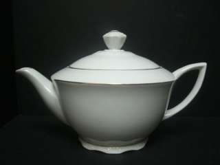 RGK Czechoslovakia White w/ Gold Trim Teapot  