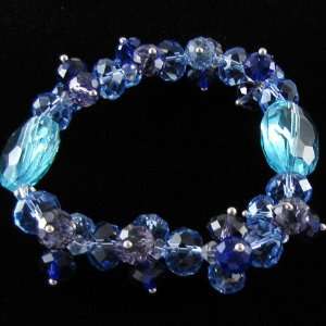  Faceted multi crystal stretch bracelet 7 S5