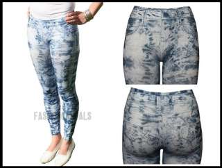 New Womens Denim Jeans Print Leggings Jeggings UK 8 12  