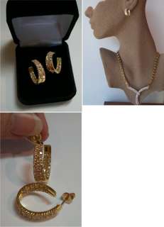 18k Yellow Gold Inside/Out Diamond Hoop Earrings
