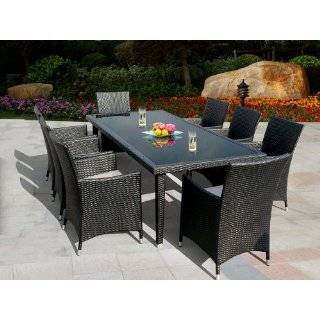  Ohana Outdoor Patio Wicker Furniture 9pc All Weather Dining Set 