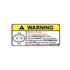  Mini Supercharger Type II Warning sticker decal