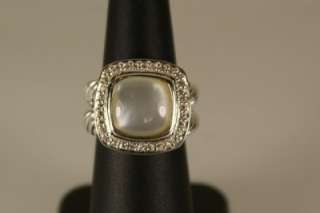 David Yurman 925 Sterling Silver Moonstone & Diamonds Ring  