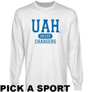 Alabama Huntsville (UAH) Chargers White Custom Sport Long Sleeve T 