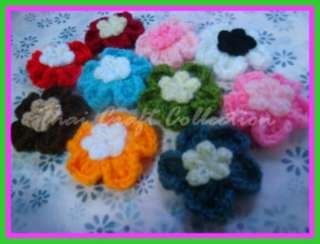 C470  10 Mix Crochet Flower 2 Layer Handmade 2.5  