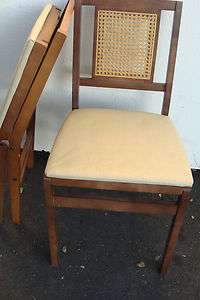 STAKMORE Chairs wood, cane back, soft vinyl seat  