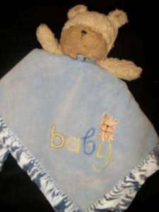 Carters Puppy Dog Baby Lovey Plush Rattle Blue Blanket  