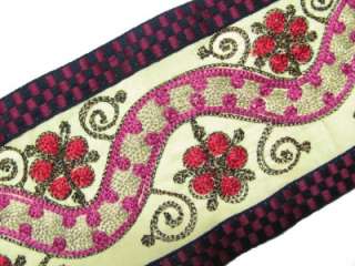 Yd Yellow Multicolor Embroidery Fabric Jacquard Trim  