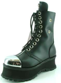 POLE CLIMBER Leather PF Boot Goth CHROME TIP PUNK  