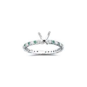  0.50 Cts Green & White Diamond Ring Setting in 14K White 