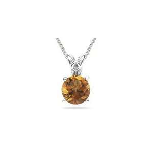  0.39 Cts Citrine Solitaire Pendant in 14K White Gold 