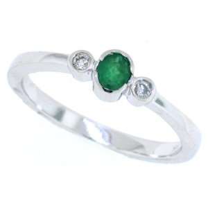  0.17Ct Bezel Set Genuine Emerald Diamond Three Stone Ring 