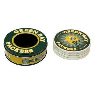 Green Bay Packers Absorbent Stoneware Coasters with Matching 