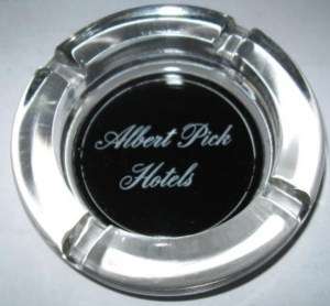 Albert Pick Hotels Clear Glass Ashtray Black Bottom  