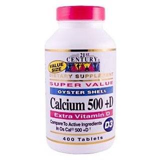  Sundown Natural Oyster Shell Calcium Plus Vitamin D, 500 