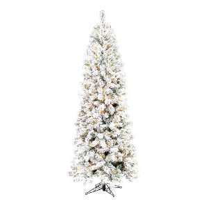 Barcana 8 Foot Flocked Northern Cypress Ready Trim Christmas Tree with 