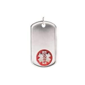  Stainless Steel Medical ID Dog Tag Red