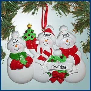  Personalized Christmas Ornaments   Festive Snowman Family 