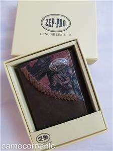 ZEP PRO Fence Row Leather Camo bass fish tri fold Wallet billfold 