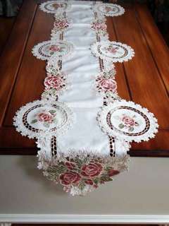 The detail and embellishments give this rose runner a designer look 