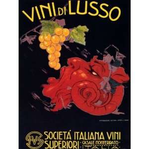  VINI DI LUSSO WINE GRAPES ITALY ITALIA VINTAGE POSTER 