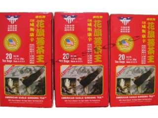 3x American Eagle Ginseng Tea 20 bags root to health  