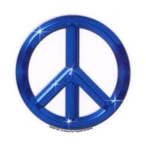 Blue Peace Symbol/Sign Round Car Window Sticker ~ Give Peace a Chance
