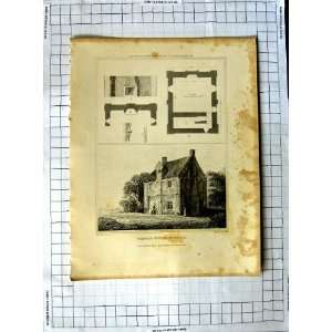  1819 Winwal House Norfolk Plan Cattermole Keux Print