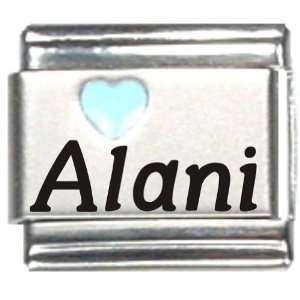  Alani Light Blue Heart Laser Name Italian Charm Link 