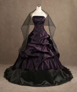 Purple/Black Wedding Dresses Bridal Gown Free Shawl Custom Made 2 4 6 