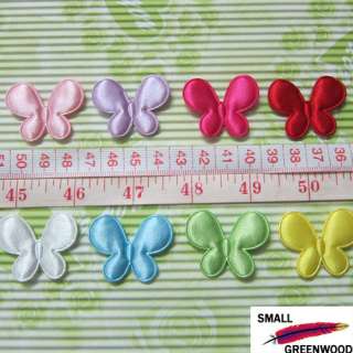 Pick) 40 Pcs. 1 3/8 Padded Satin Butterfly Appliques B0930  