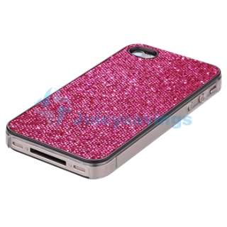 Hot Pink Bling Hard CASE+PRIVACY FILTER+2 Charger for VERIZON iPhone 4 