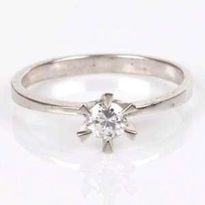 Natural Beautiful White Diamond 0.10 Ct 925 Sterling Silver Ring 