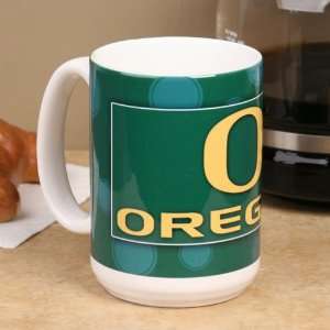 NCAA Oregon Ducks Ceramic Polka Dot 15oz. Coffee Mug & Coaster Set 